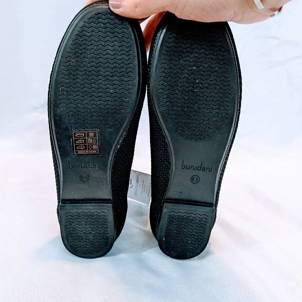 Burudani Black Knitted Flats Size 6.5